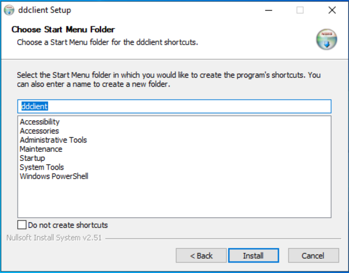 ddclient windows start menu